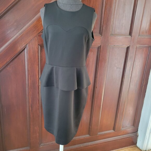 Nine West Black Peplum Sheath Dress Size 10 Sleeveless Sweetheart Detail NWT - Picture 1 of 9